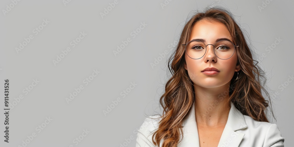 Professional businesswoman with blank background for text. Professional businesswoman with blank background for text.
