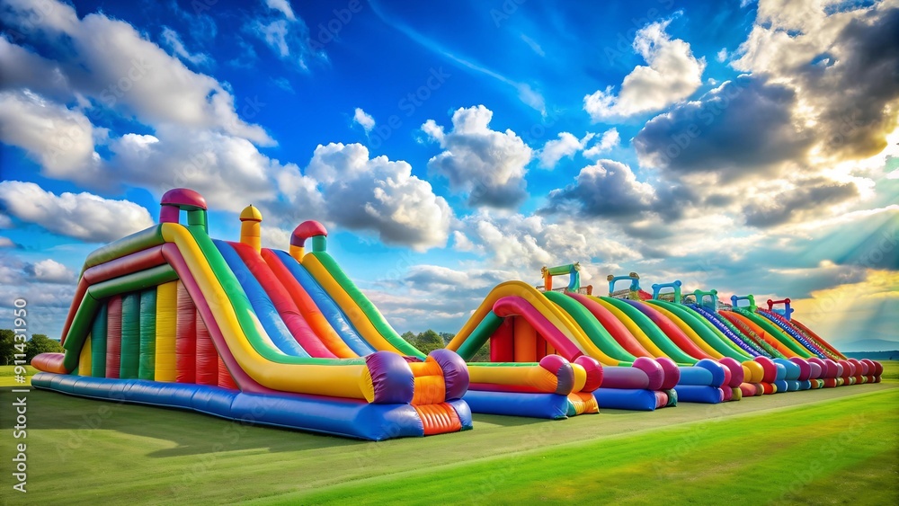 Rainbow Splash: A Symphony of Colors in a Giant Inflatable Slide AI generated Rainbow Splash: A Symphony of Colors in a Giant Inflatable Slide AI generated