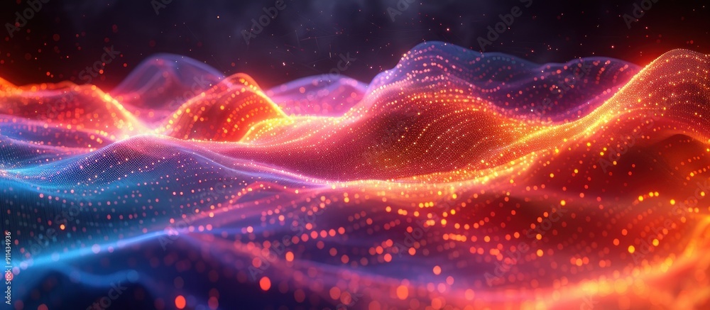 Abstract Digital Landscape with Red and Blue Hues Abstract Digital Landscape with Red and Blue Hues