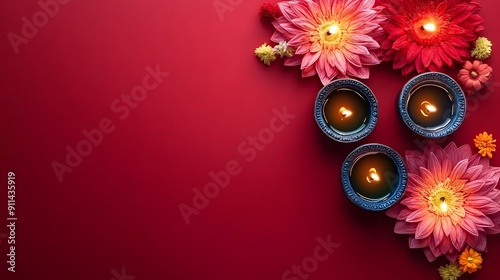 Traditional Indian Happy Diwali Celebration Festival of Lights background AI generated image