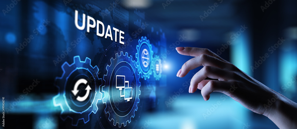 Update System Upgrade Software version technology concept on virtual screen. Update System Upgrade Software version technology concept on virtual screen.