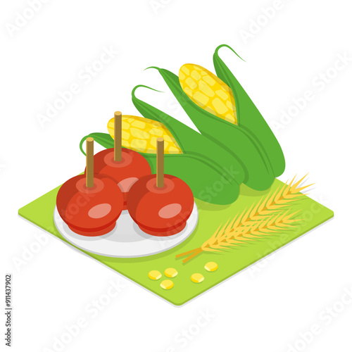 3D Isometric Flat Vector Illustration of Festa Junina, Traditional Brazilian Festival. Item 5