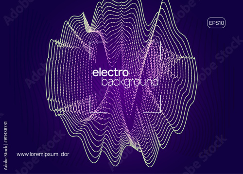 Dance Flyer. Electro Vector. Violet Sound Set. Psychedelic Beat Invitation. Techno Background. Green Fest Event. Party Trance Graphic. Blue Dance Flyer