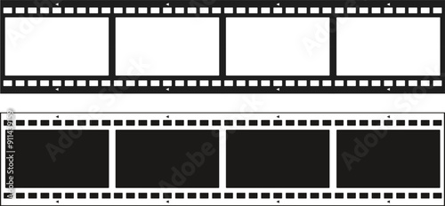Grunge film strips. Old retro cinema movie strip. Video recording. Vector illustration.