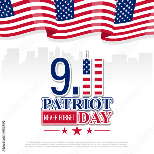 Vector illustration of 9 11 patriot day social media feed template
