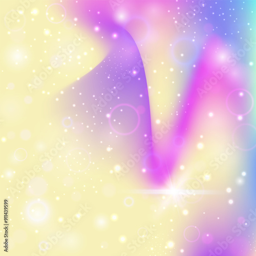 Rainbow Pattern. Purple Unicorn Gradient. Kawaii Hologram. Iridescent Sparkles Invite. Pink Cosmic Background. Lilac Universe Invitation. Girl Texture. Cute Rainbow Pattern.