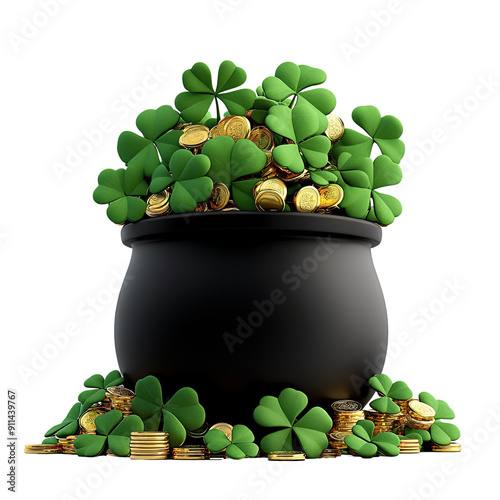pot of gold with coins st patricks day pot of gold isolated on transparent or white background, png