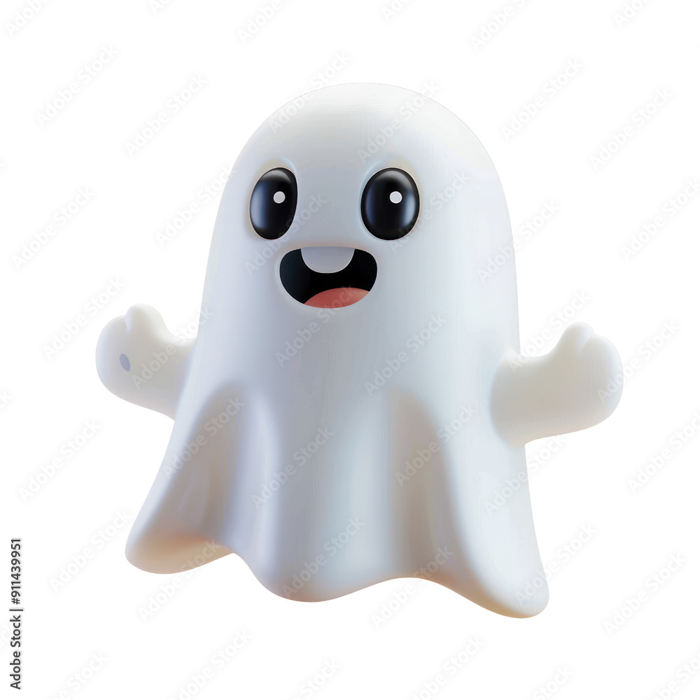 A white ghost with a big smile on its face A white ghost with a big smile on its face