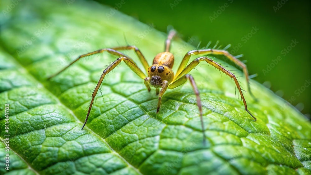 Emerald Embrace: A Tiny Spider's Journey on a Verdant Leaf generative AI Emerald Embrace: A Tiny Spider's Journey on a Verdant Leaf generative AI