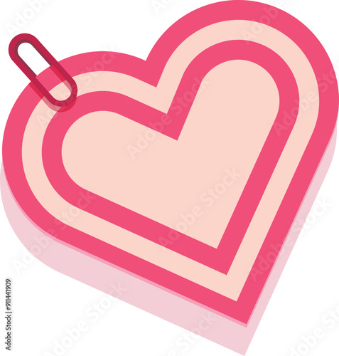 Pink heart shape with a paperclip is symbolizing the concept of love and attachment