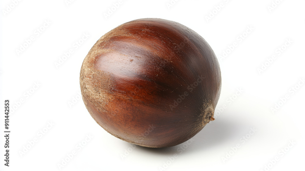 A single, brown chestnut isolated on a white background. A single, brown chestnut isolated on a white background.