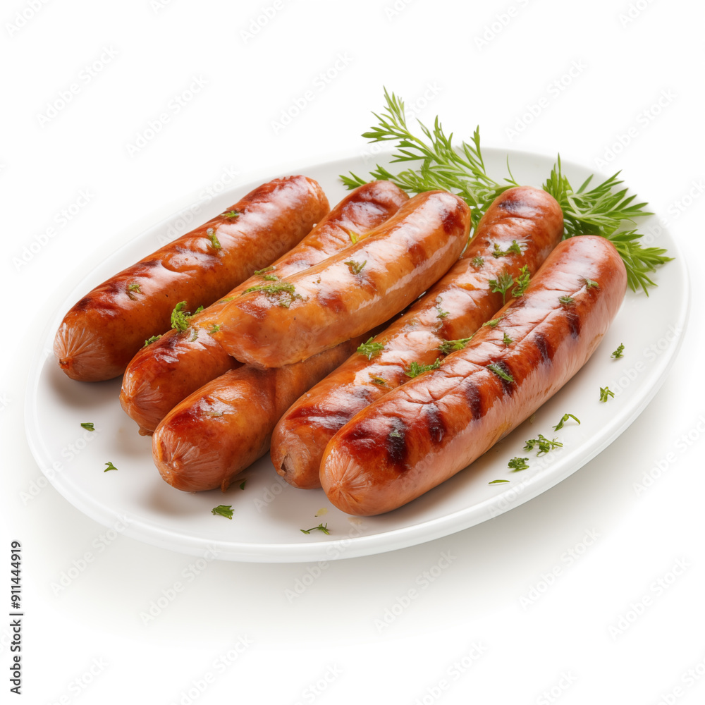 sausages, like those from English breakfast isolated on a white background sausages, like those from English breakfast isolated on a white background