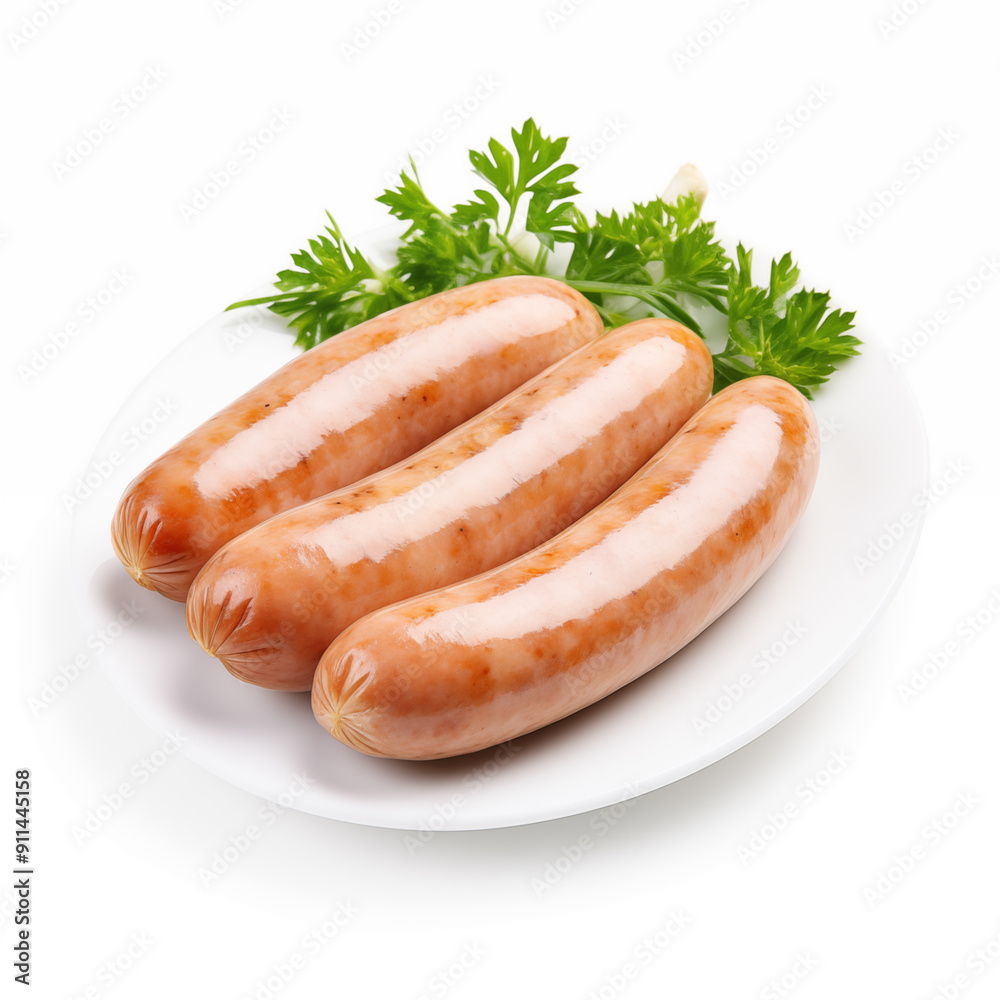 white sausages baked isolated on a white background white sausages baked isolated on a white background
