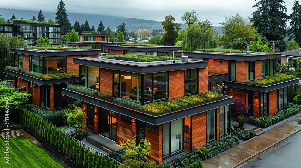 Modern Green Roof Homes in a Tranquil Suburb Modern Green Roof Homes in a Tranquil Suburb