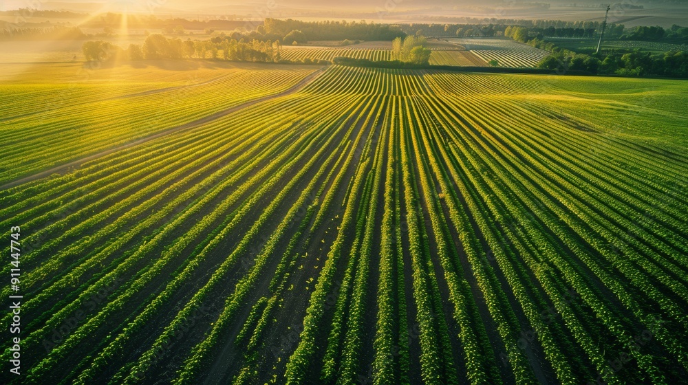 aerial view of a crop at dawn aerial view of a crop at dawn