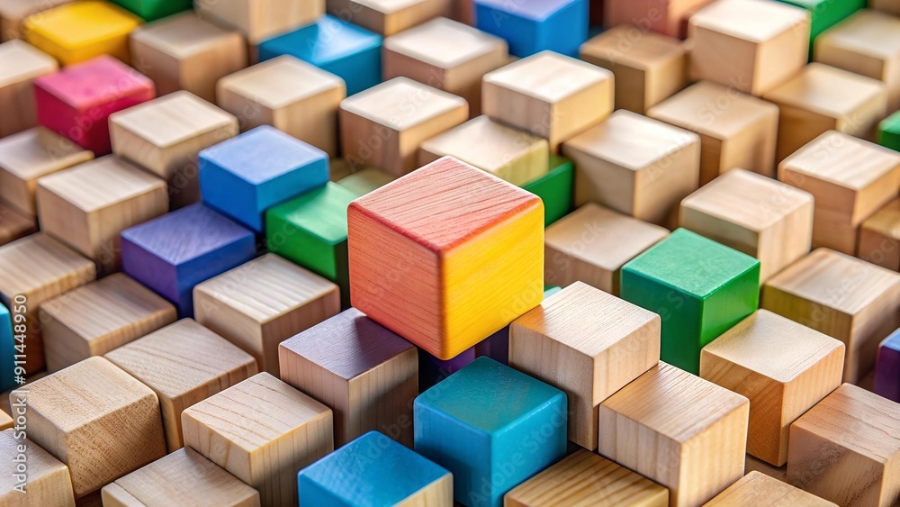 A Single Cube Stands Out, Representing Focused System Implementation  AI generated