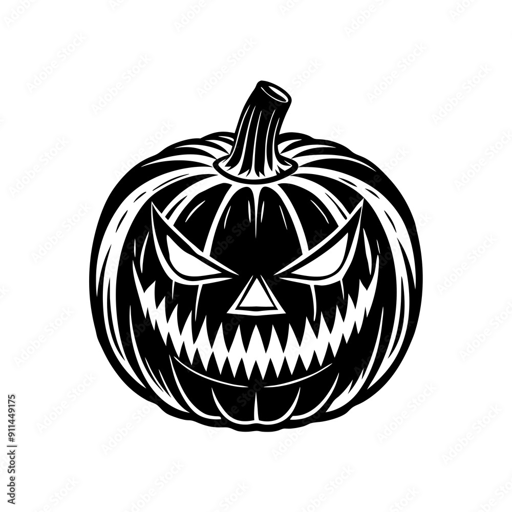 Black and white Halloween pumpkin on a white background Black and white Halloween pumpkin on a white background