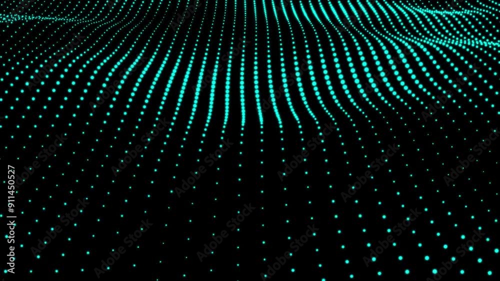 Abstract wave moving dots flow particles, hi-tech and big data background . Futuristic point wave.