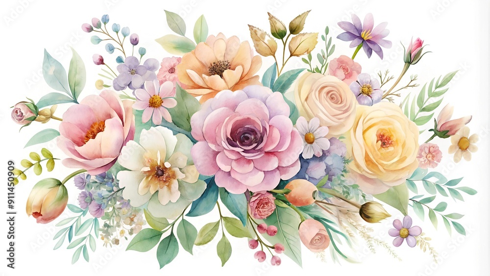 Whimsical Watercolor Bouquet  AI generated