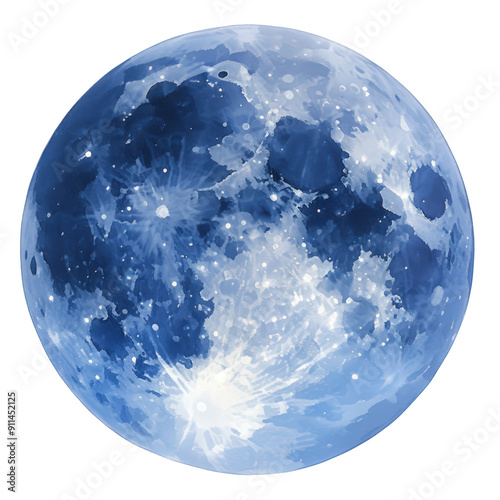 A blue moon with a white spot in the middle