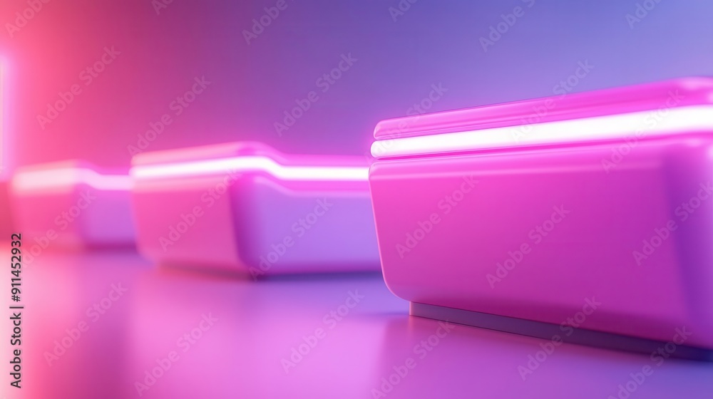A futuristic checkout line with automated systems, cyberpunk, neon highlights, 3D illustration, showcasing efficiency and technology A futuristic checkout line with automated systems, cyberpunk, neon highlights, 3D illustration, showcasing efficiency and technology