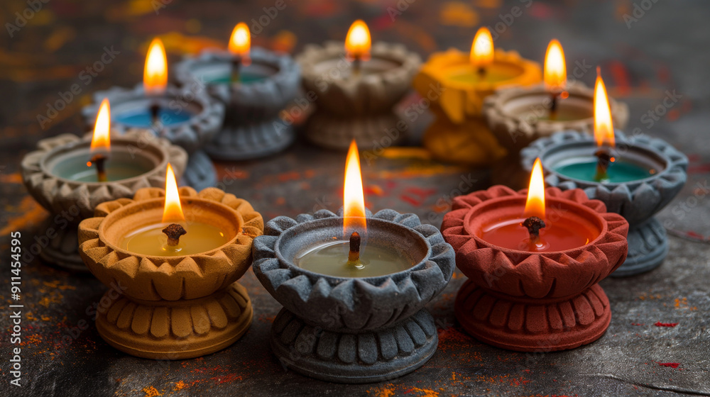 Diwali symbol concepts with light drop splash isolated on dark background. Generative AI Illustration. Diwali symbol concepts with light drop splash isolated on dark background. Generative AI Illustration.