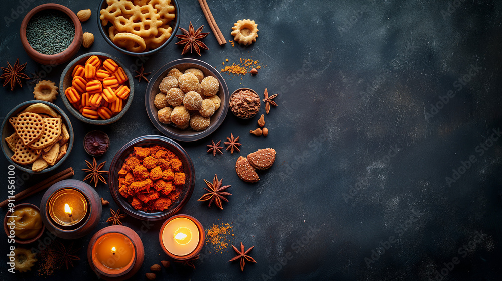 Diwali symbol concepts with light drop splash isolated on dark background. Generative AI Illustration. Diwali symbol concepts with light drop splash isolated on dark background. Generative AI Illustration.