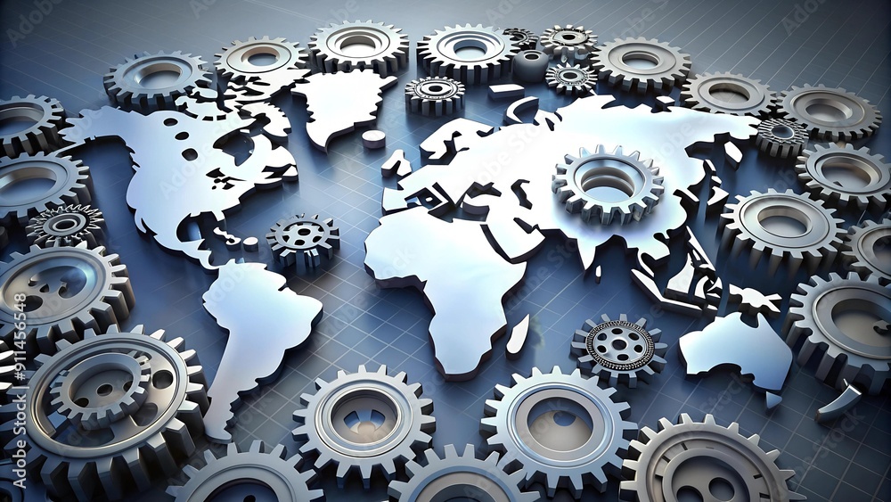 custom made wallpaper toronto digitalGlobal Network of Interconnected Gears Generative AI