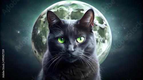 Feline Fury in the Moonlight: A Black Cat's Glowering Gaze Generative AI