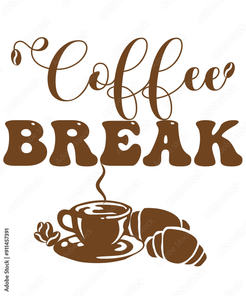 Coffee time - colore marrone - parola scritta con una tazza di caffè, chicchi e brioche - grafica vettoriale - brown color - written word in circle with a cup of coffee - vector graphics Coffee time - colore marrone - parola scritta con una tazza di caffè, chicchi e brioche - grafica vettoriale - brown color - written word in circle with a cup of coffee - vector graphics