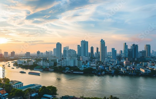 Urban Cityscape Background With Modern Skyline in Metropolitan Environment