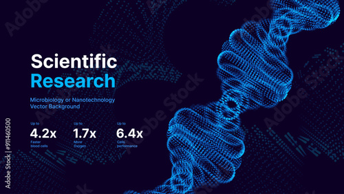 Abstract DNA Molecule Colorful Neon Lights Helix Spiral Wave Background. Medical Science Concept, Genetic Biotechnology, Chemistry Biology, DNA Gene. Science Education Event BG. Vector Illustration.