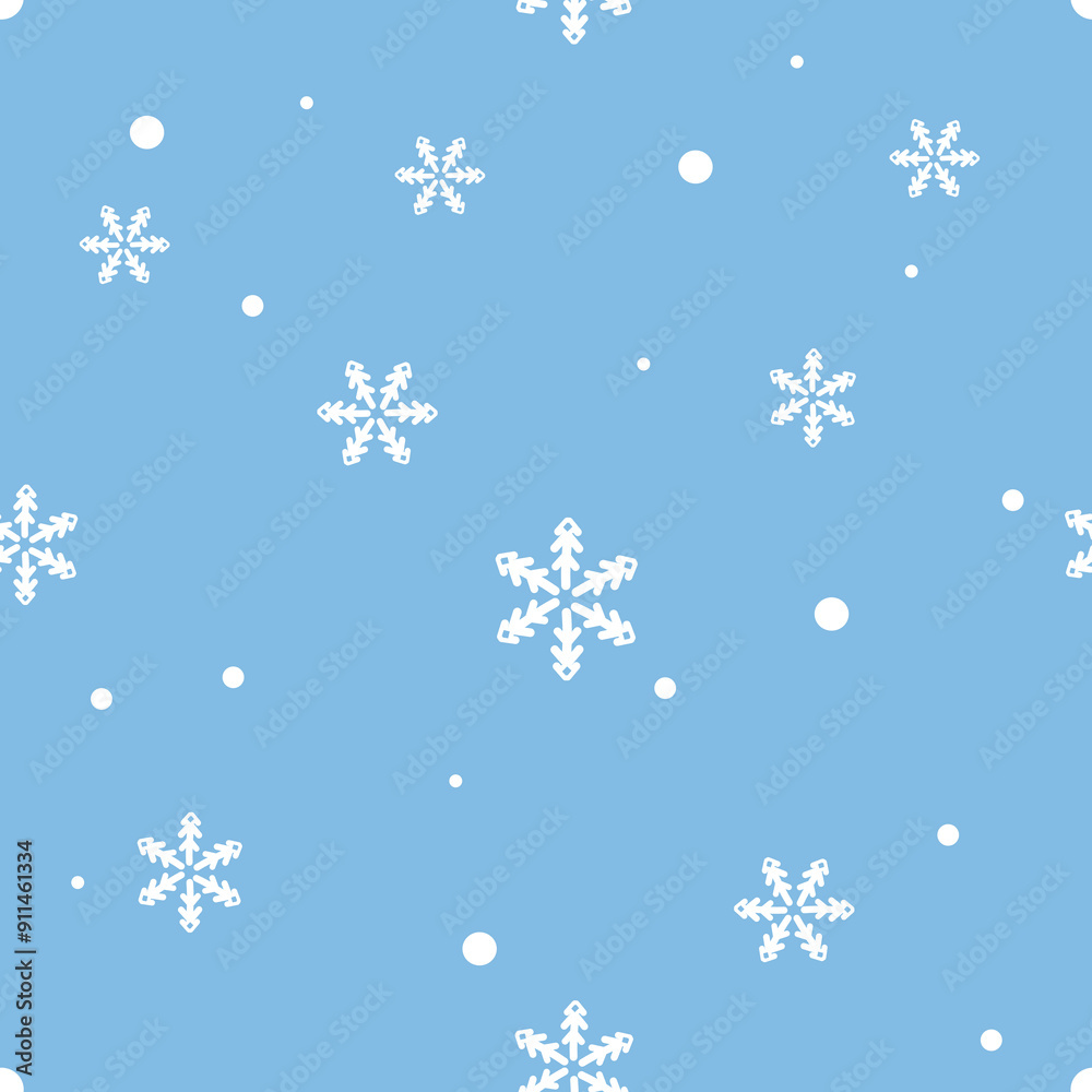 Christmas or New year seamless pattern with snowflakes on blue background vector. Christmas or New year seamless pattern with snowflakes on blue background vector.