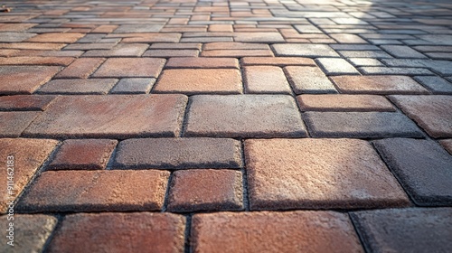 Brick block paving on a driveway, showcasing the durability and visual appeal of the paver floor.