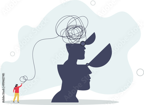 Anxiety and stress therapy, mental health treatment or psychology support, help relief anxiety or depression concept.flat design.illustration with people.