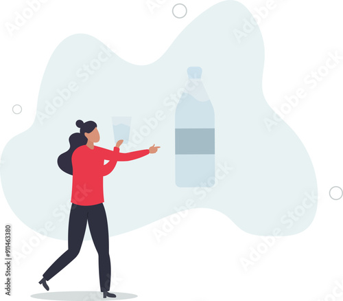 clean drinking water is the key to health.flat design.illustration with people.