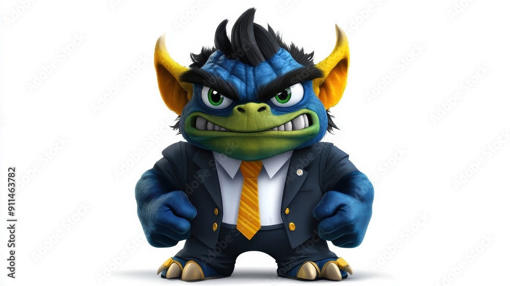 A blue monster with a blue suit and a blue tie A blue monster with a blue suit and a blue tie