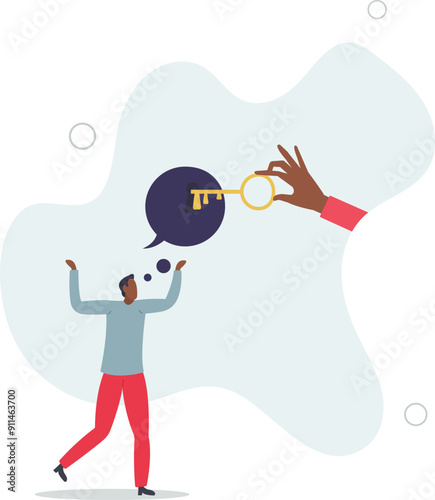 Business support or help to solve problem, clear and unblock work obstacle or key to unlock business idea concept.flat design with people.