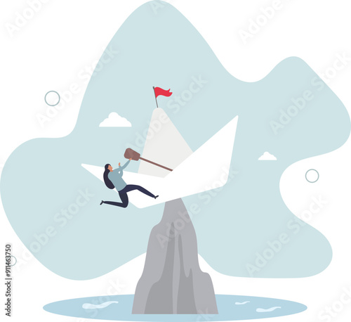 Life or business stuck, struggle with problem or obstacle, error, mistake or failure cause hopeless situation, business difficulty concept.flat design with people.