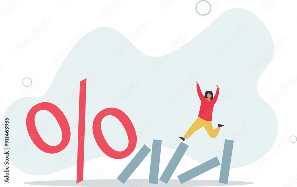 Interest rate and inflation percent impact economy and investment market, federal reserve monetary policy concept.flat design with people. Interest rate and inflation percent impact economy and investment market, federal reserve monetary policy concept.flat design with people.