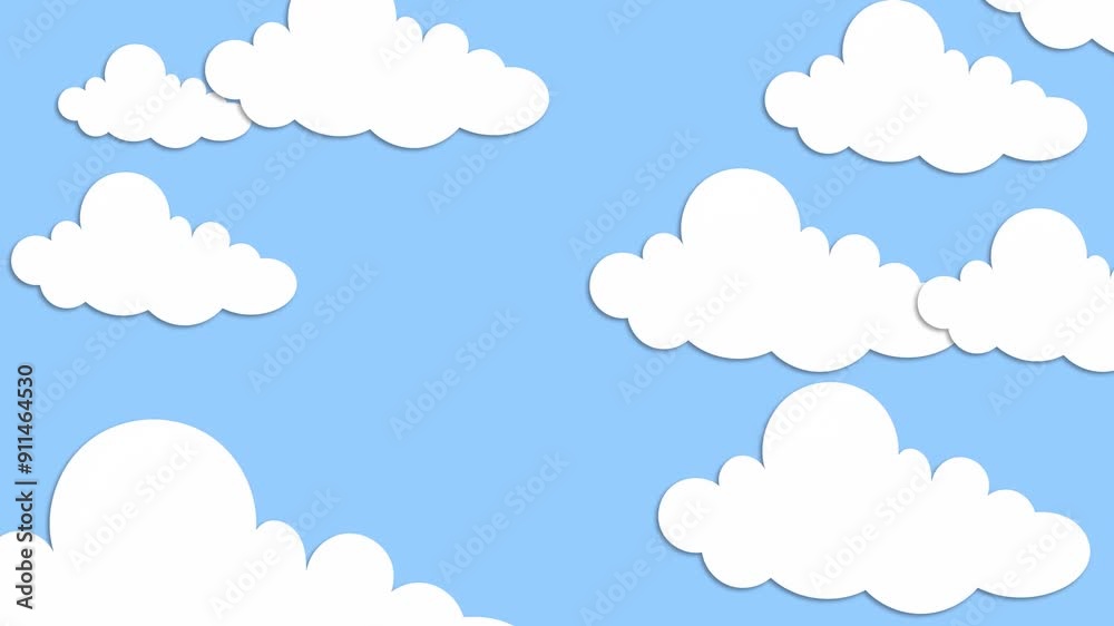The background animation showcases a beautiful sky with slowly moving white clouds, creating a calming atmosphere