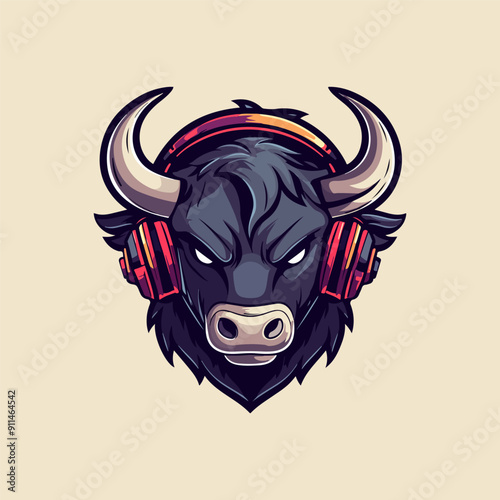 mascot bull esports logo template