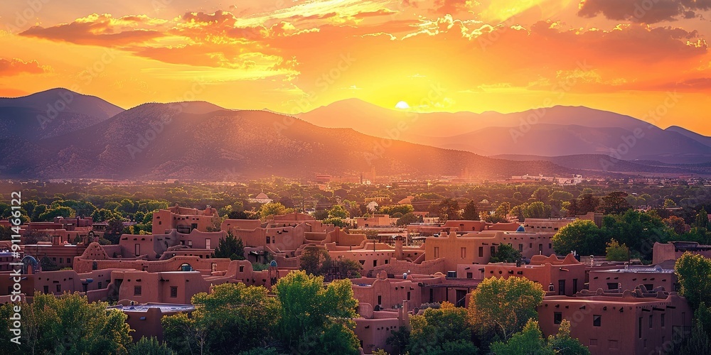 Obraz premium landmarks of the city of santa fe new mexico placed close to each other