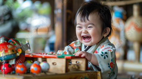 Asian laughting baby photo