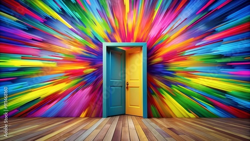 Vibrant Pop Art Explosion: A Colorful Doorway  Generative AI photo