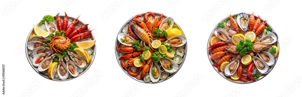 Fresh Shellfish Platter on Transparent Background - Seafood Delicacy Fresh Shellfish Platter on Transparent Background - Seafood Delicacy
