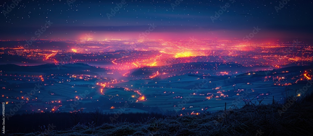 Fototapeta premium Night Lights over the Valley