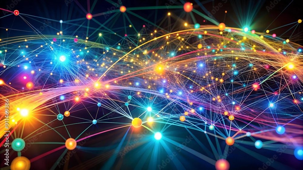 Abstract Network Symphony: A Vibrant Visual Representation of Interconnectedness  generative AI