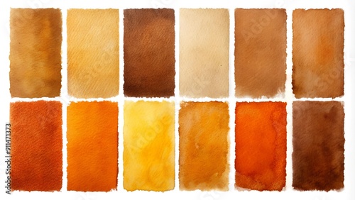 A Serene Display of Fall Colors: Watercolor Swatches in Earthy Tones  AI generated photo