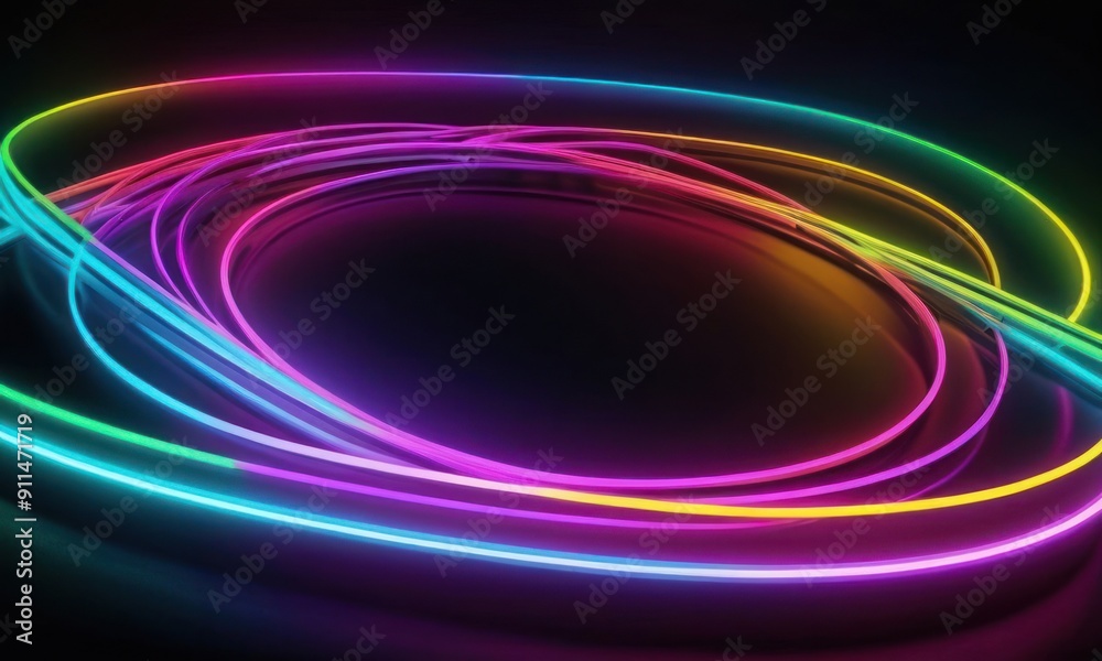 Obraz premium Abstract neon geometric pattern background. Generative AI